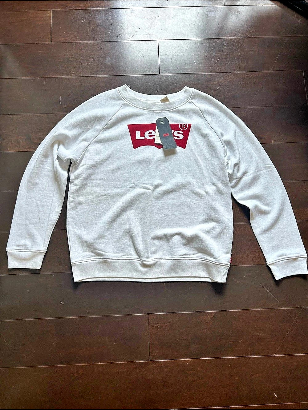 Levi's Classic Batwing Logo Graphic Crewneck Sweatshirt White & Red Medium